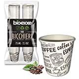 bioexxe® 100 Piezas Vasos de Café de Papel Espresso Vasos Biodegradables 75ml (blanco sin paleta)